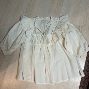 Cleobella Cream Ruffle Peasant Blouse